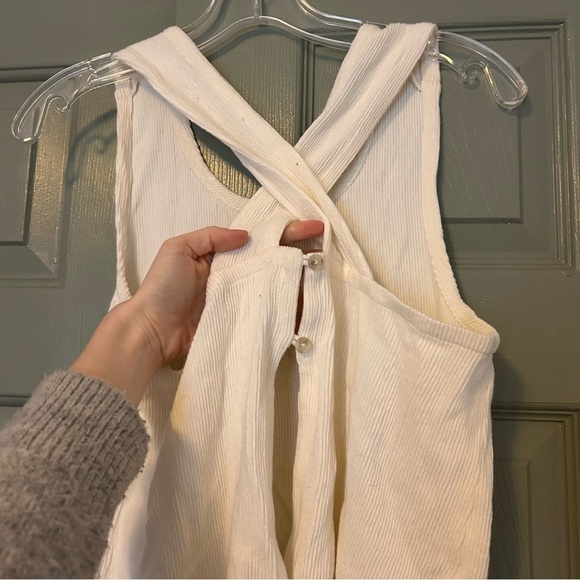 madewell white criss cross open back jaquard ottoman - Picture 5 of 6